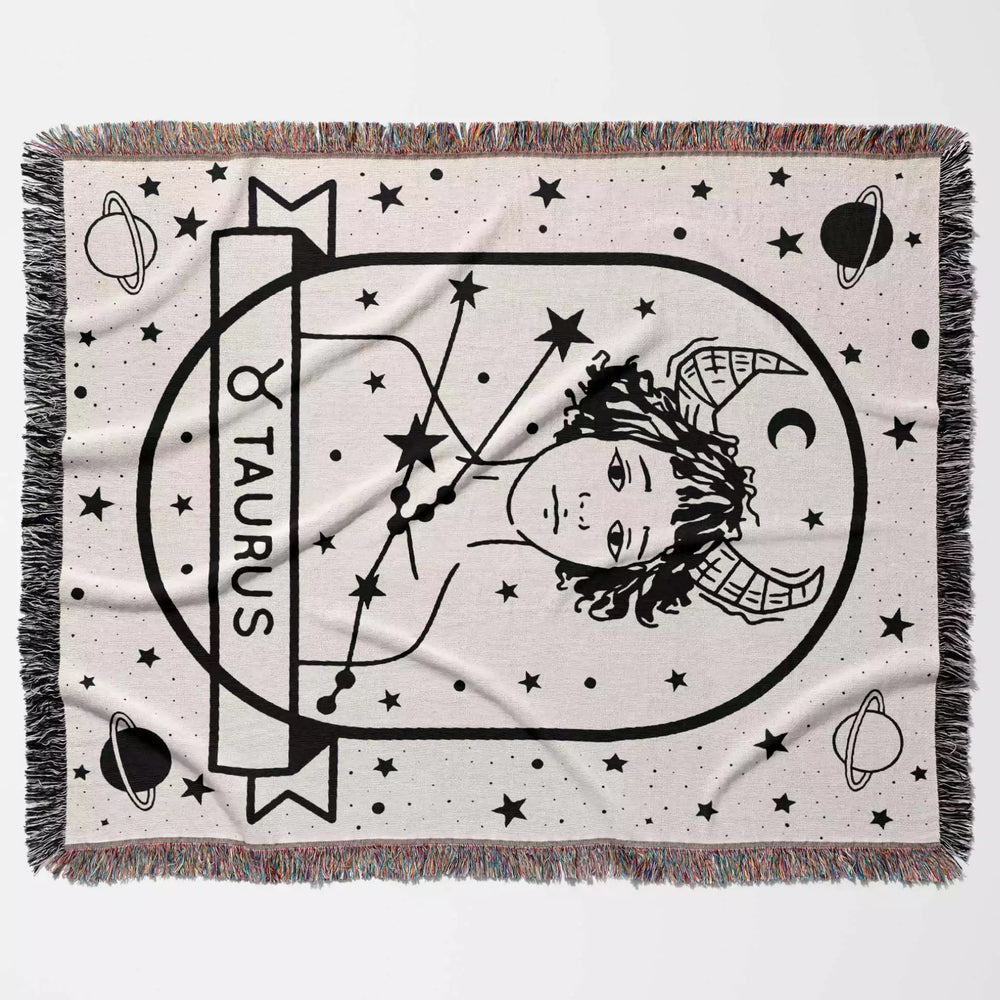 Taurus Zodiac Sign Astrology Woman Woven Throw Blanket and Tapestry Blanket - DesignerOllie.com