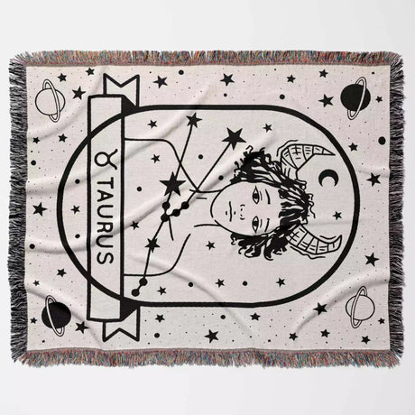 Taurus Zodiac Sign Astrology Woman Woven Throw Blanket and Tapestry Blanket - DesignerOllie.com