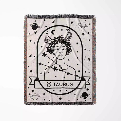 Taurus Zodiac Sign Astrology Woman Woven Throw Blanket and Tapestry Blanket - DesignerOllie.com