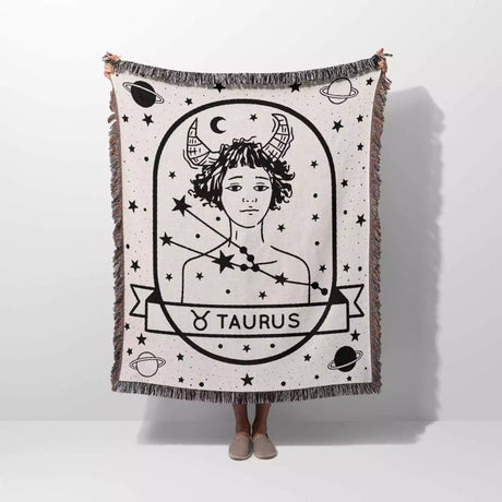 Taurus Zodiac Sign Astrology Woman Woven Throw Blanket and Tapestry Blanket - DesignerOllie.com