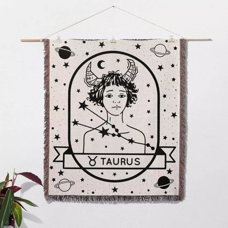 Taurus Zodiac Sign Astrology Woman Woven Throw Blanket and Tapestry Blanket - DesignerOllie.com