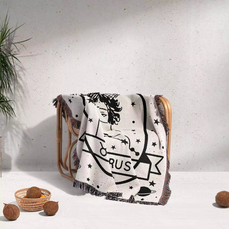 Taurus Zodiac Sign Astrology Woman Woven Throw Blanket and Tapestry Blanket - DesignerOllie.com