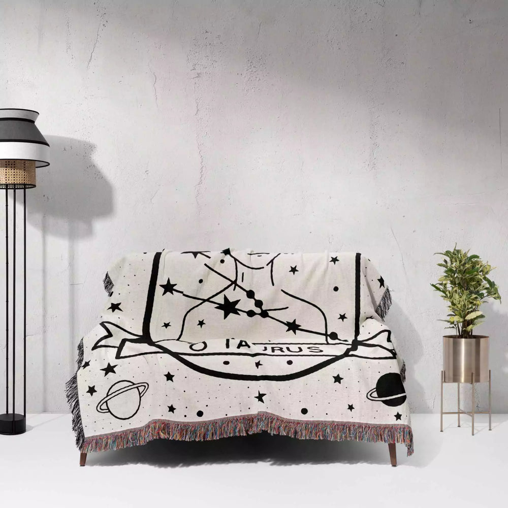 Taurus Zodiac Sign Astrology Woman Woven Throw Blanket and Tapestry Blanket - DesignerOllie.com