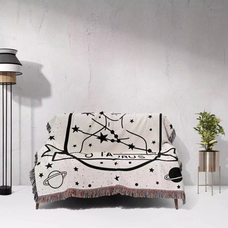 Taurus Zodiac Sign Astrology Woman Woven Throw Blanket and Tapestry Blanket - DesignerOllie.com