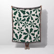 Trendy Groovy Corals Forest Green Woven Throw Blanket and Tapestry - DesignerOllie.com