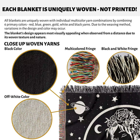 Virgo Zodiac Sign Astrology Woman Woven Throw Blanket Tapestry - DesignerOllie.com