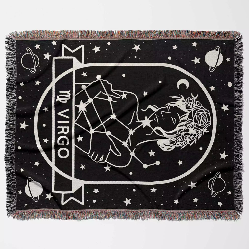 Virgo Zodiac Sign Astrology Woman Woven Throw Blanket Tapestry - DesignerOllie.com