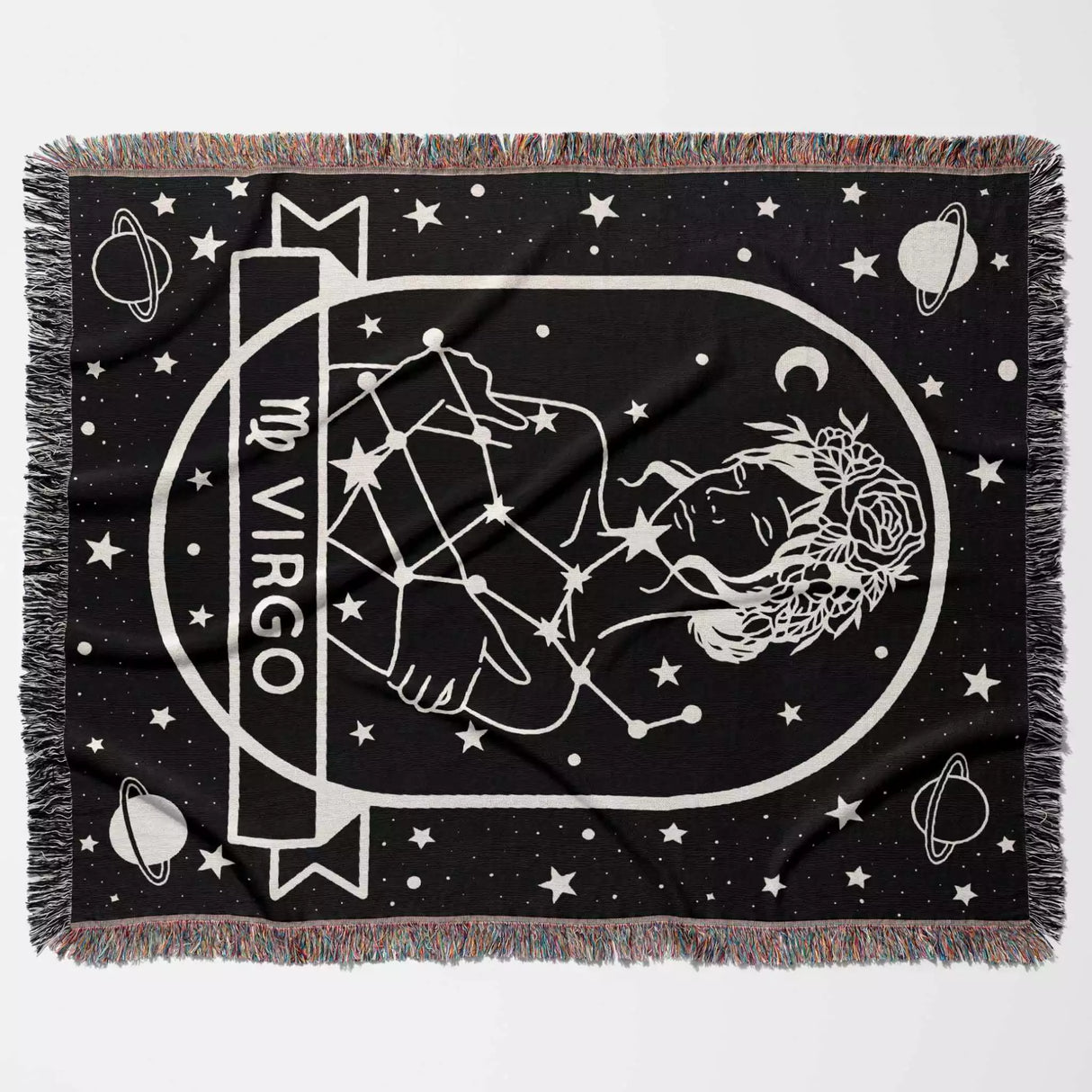 Virgo Zodiac Sign Astrology Woman Woven Throw Blanket Tapestry - DesignerOllie.com