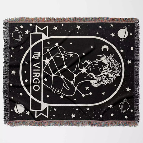 Virgo Zodiac Sign Astrology Woman Woven Throw Blanket Tapestry - DesignerOllie.com