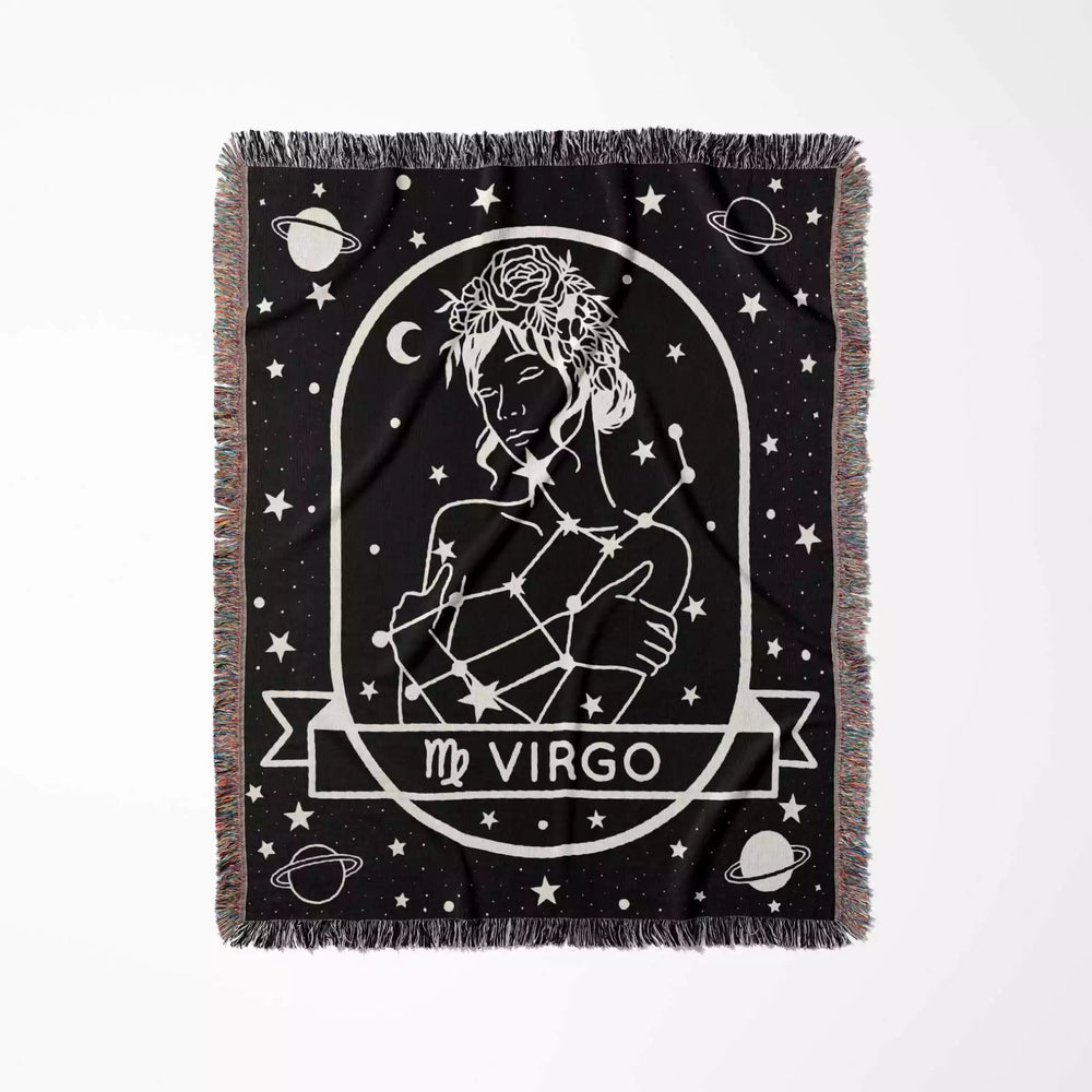 Virgo Zodiac Sign Astrology Woman Woven Throw Blanket Tapestry - DesignerOllie.com