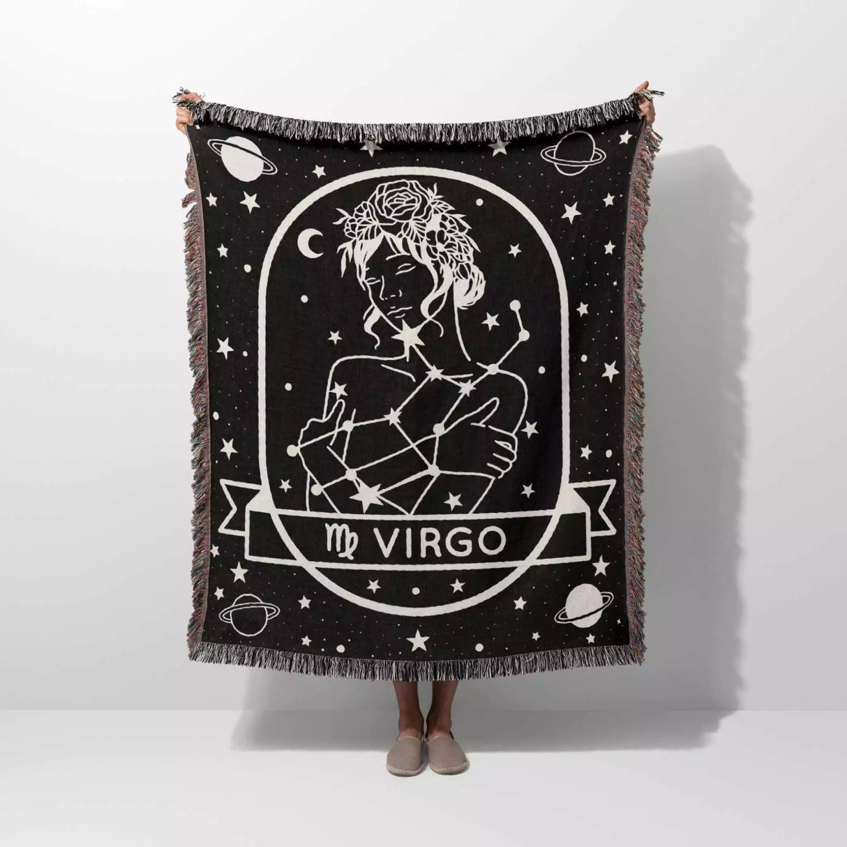 Virgo Zodiac Sign Astrology Woman Woven Throw Blanket Tapestry - DesignerOllie.com