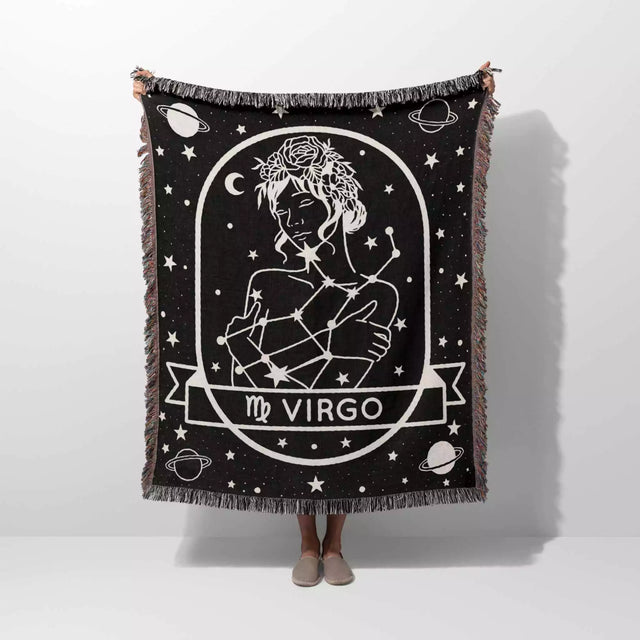 Virgo Zodiac Sign Astrology Woman Woven Throw Blanket Tapestry - DesignerOllie.com