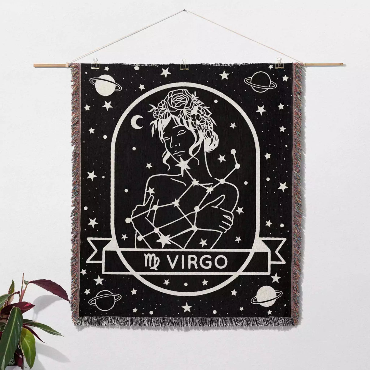 Virgo Zodiac Sign Astrology Woman Woven Throw Blanket Tapestry - DesignerOllie.com