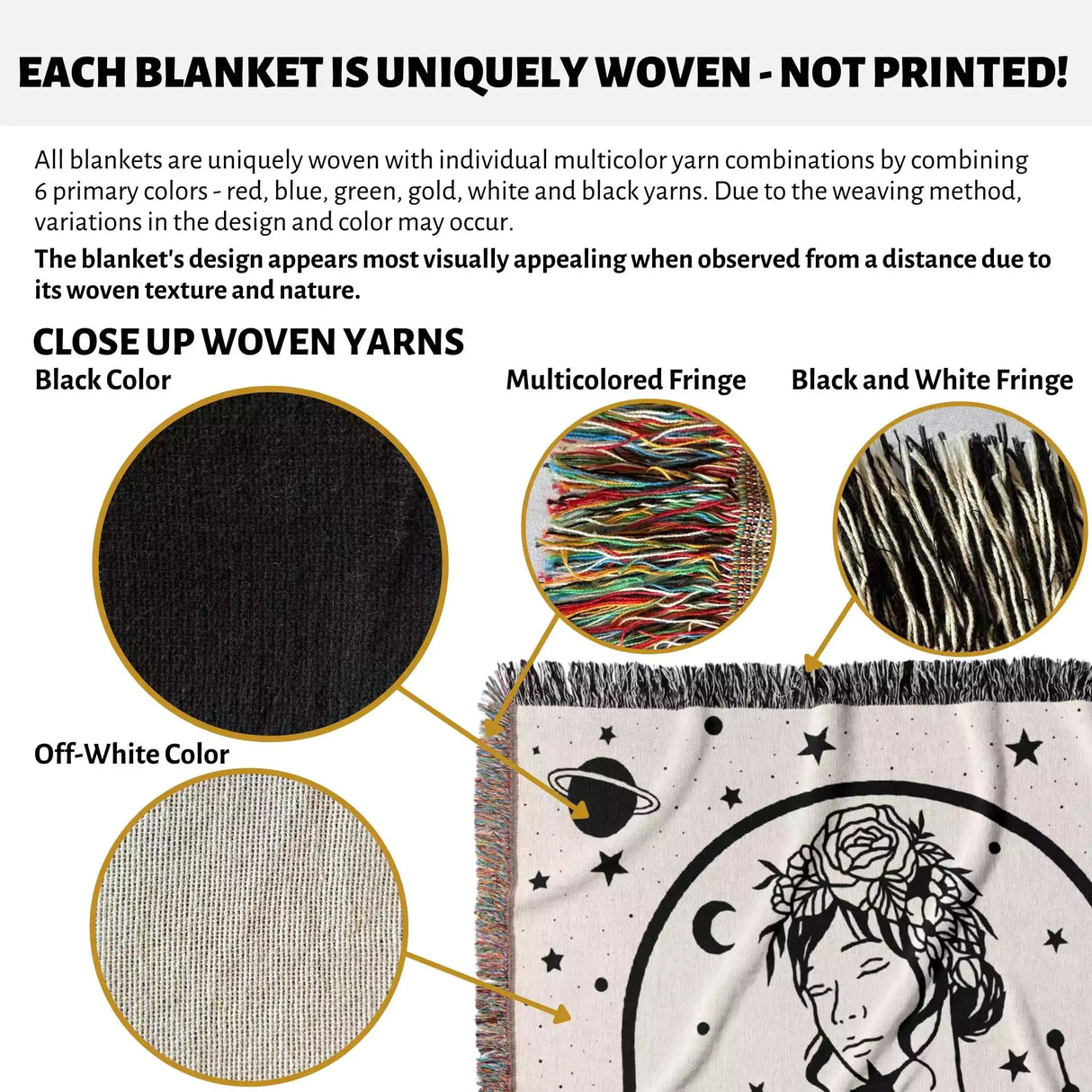 Virgo Zodiac Sign Astrology Woman Woven Throw Blanket and Tapestry Blanket - DesignerOllie.com