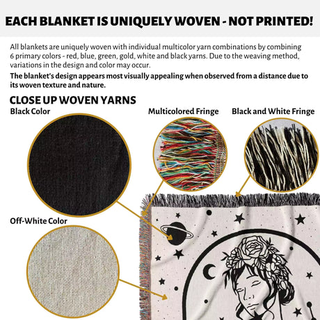 Virgo Zodiac Sign Astrology Woman Woven Throw Blanket and Tapestry Blanket - DesignerOllie.com