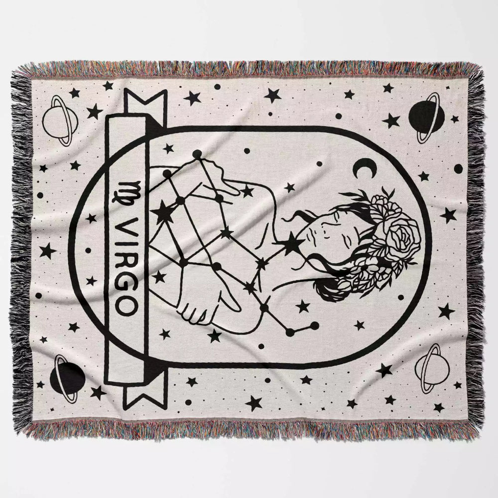 Virgo Zodiac Sign Astrology Woman Woven Throw Blanket and Tapestry Blanket - DesignerOllie.com