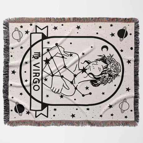 Virgo Zodiac Sign Astrology Woman Woven Throw Blanket and Tapestry Blanket - DesignerOllie.com