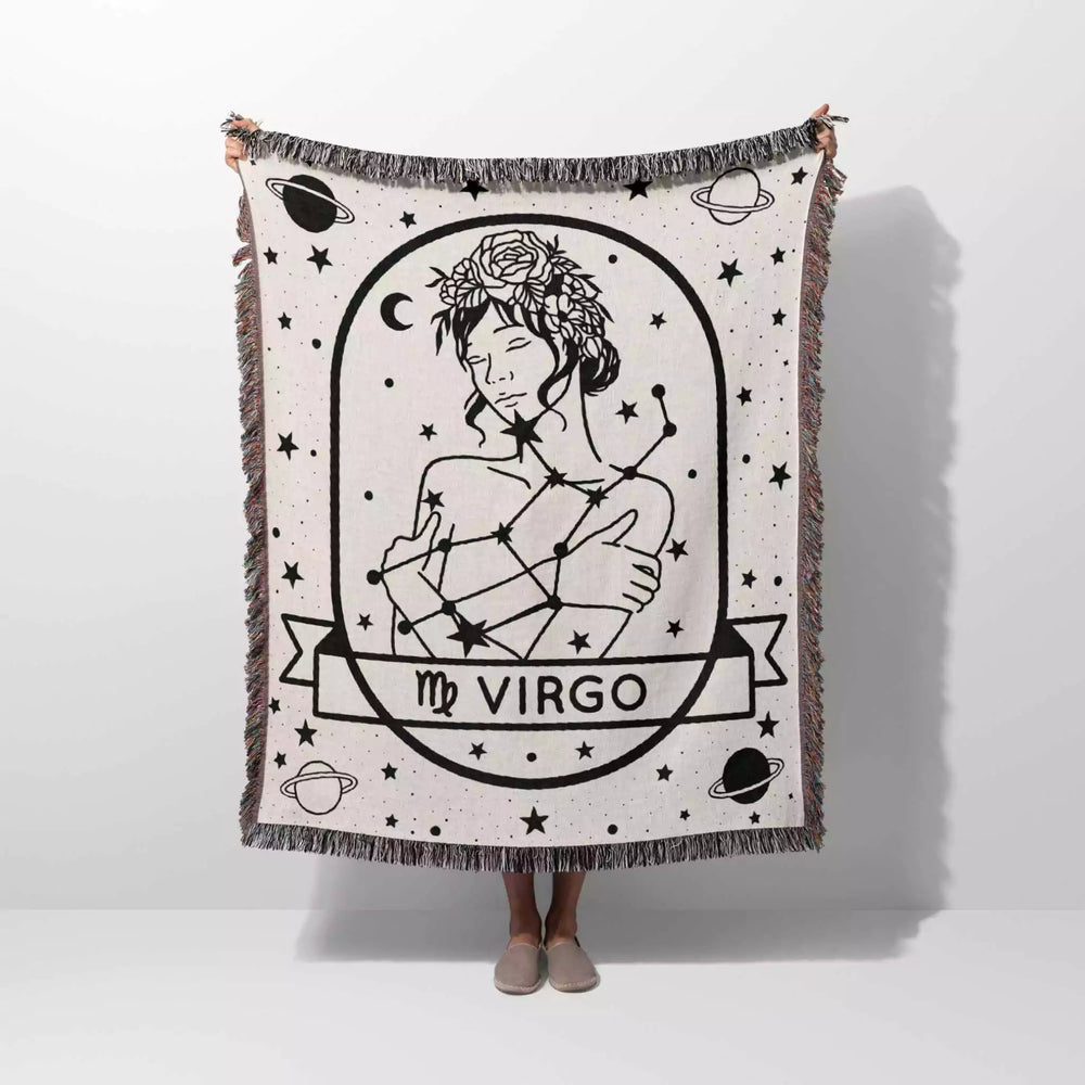 Virgo Zodiac Sign Astrology Woman Woven Throw Blanket and Tapestry Blanket - DesignerOllie.com