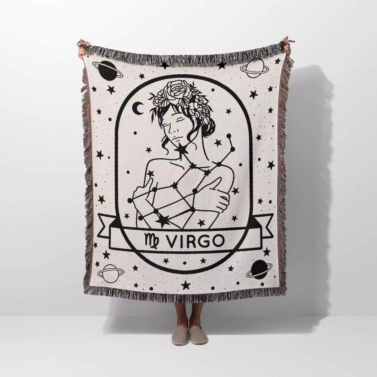 Virgo Zodiac Sign Astrology Woman Woven Throw Blanket and Tapestry Blanket - DesignerOllie.com