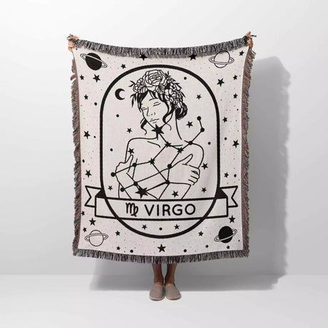 Virgo Zodiac Sign Astrology Woman Woven Throw Blanket and Tapestry Blanket - DesignerOllie.com