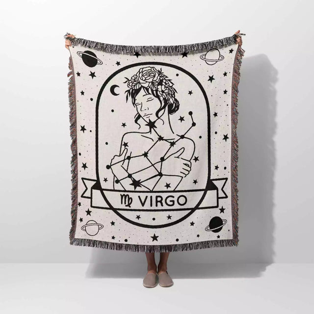 Virgo Zodiac Sign Astrology Woman Woven Throw Blanket and Tapestry Blanket - DesignerOllie.com