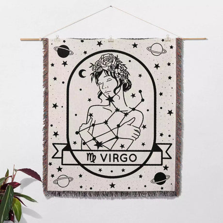 Virgo Zodiac Sign Astrology Woman Woven Throw Blanket and Tapestry Blanket - DesignerOllie.com
