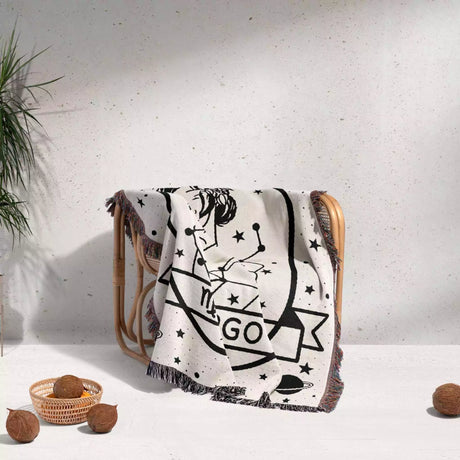Virgo Zodiac Sign Astrology Woman Woven Throw Blanket and Tapestry Blanket - DesignerOllie.com