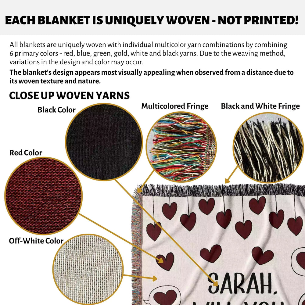 Will You Marry Me Proposal Blanket with Hanging Hearts - DesignerOllie.com