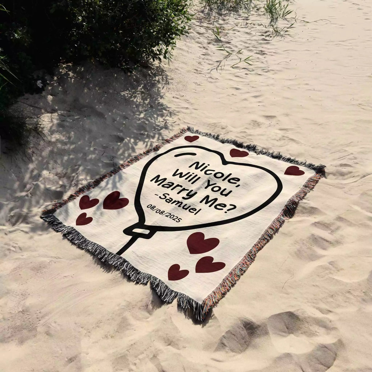 Will You Marry Me Proposal Blanket with Heart Balloon - DesignerOllie.com
