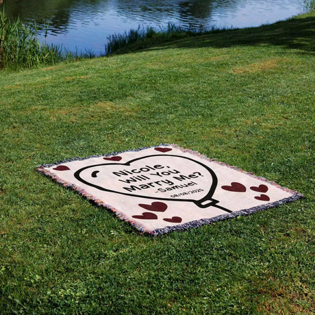 Will You Marry Me Proposal Blanket with Heart Balloon - DesignerOllie.com