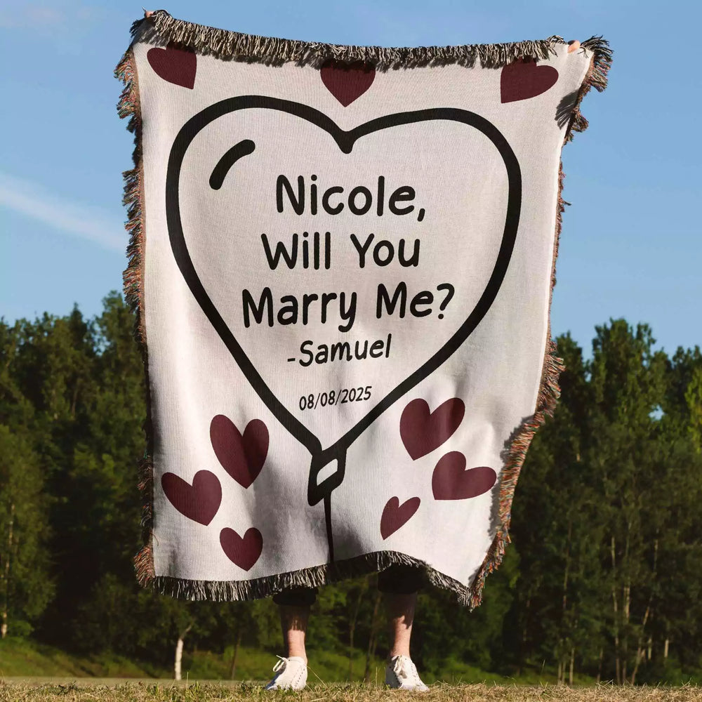 Will You Marry Me Proposal Blanket with Heart Balloon - DesignerOllie.com