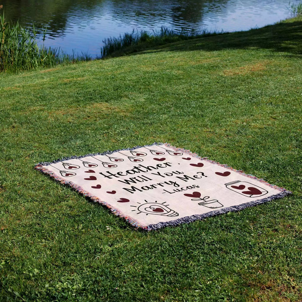 Will You Marry Me Proposal Blanket with Heart Bulbs - DesignerOllie.com