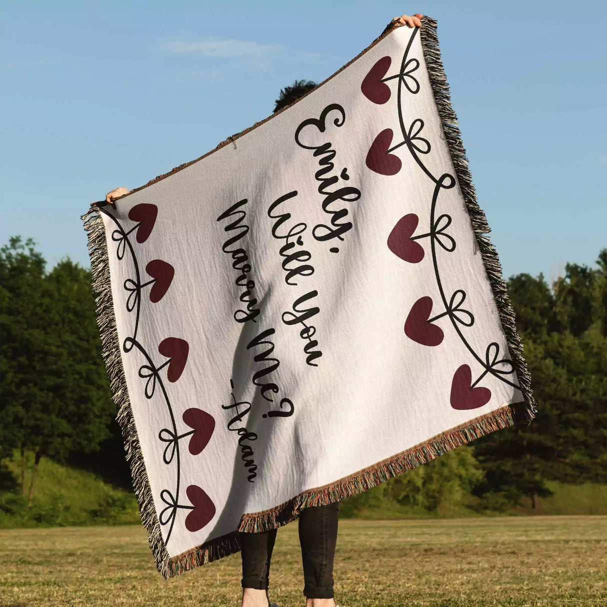 Will You Marry Me Proposal Blanket with Heart Chain - DesignerOllie.com