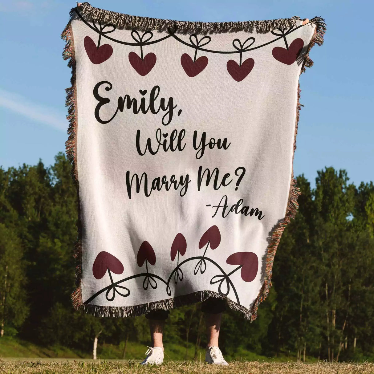 Will You Marry Me Proposal Blanket with Heart Chain - DesignerOllie.com