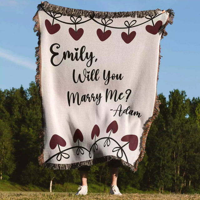Will You Marry Me Proposal Blanket with Heart Chain - DesignerOllie.com
