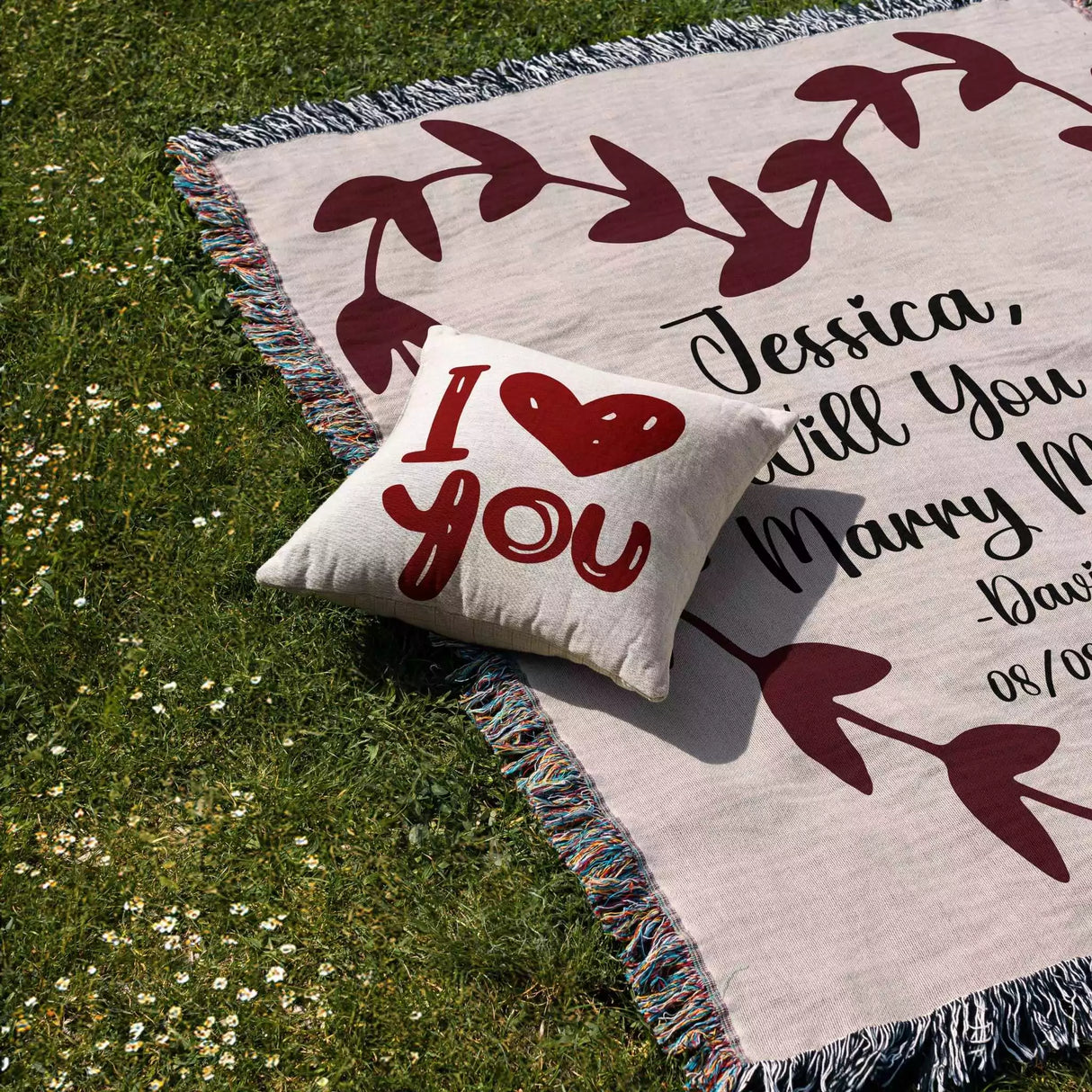 Will You Marry Me Proposal Blanket with Heart Plant Shape - DesignerOllie.com