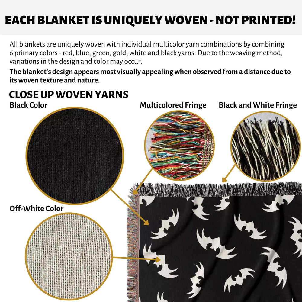 Woven Halloween Blanket with Bats Pattern - DesignerOllie.com