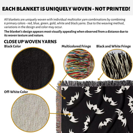 Woven Halloween Blanket with Bats Pattern - DesignerOllie.com