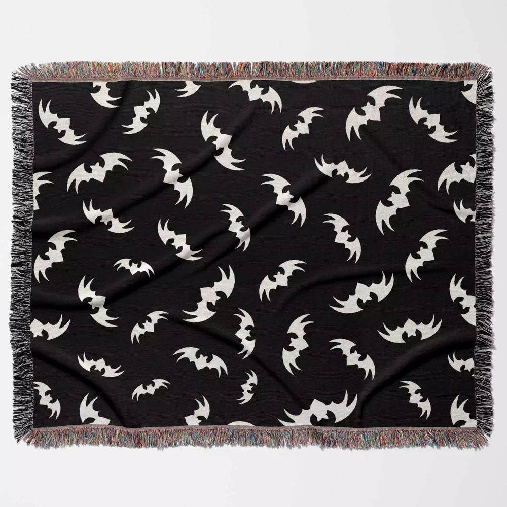 Woven Halloween Blanket with Bats Pattern - DesignerOllie.com