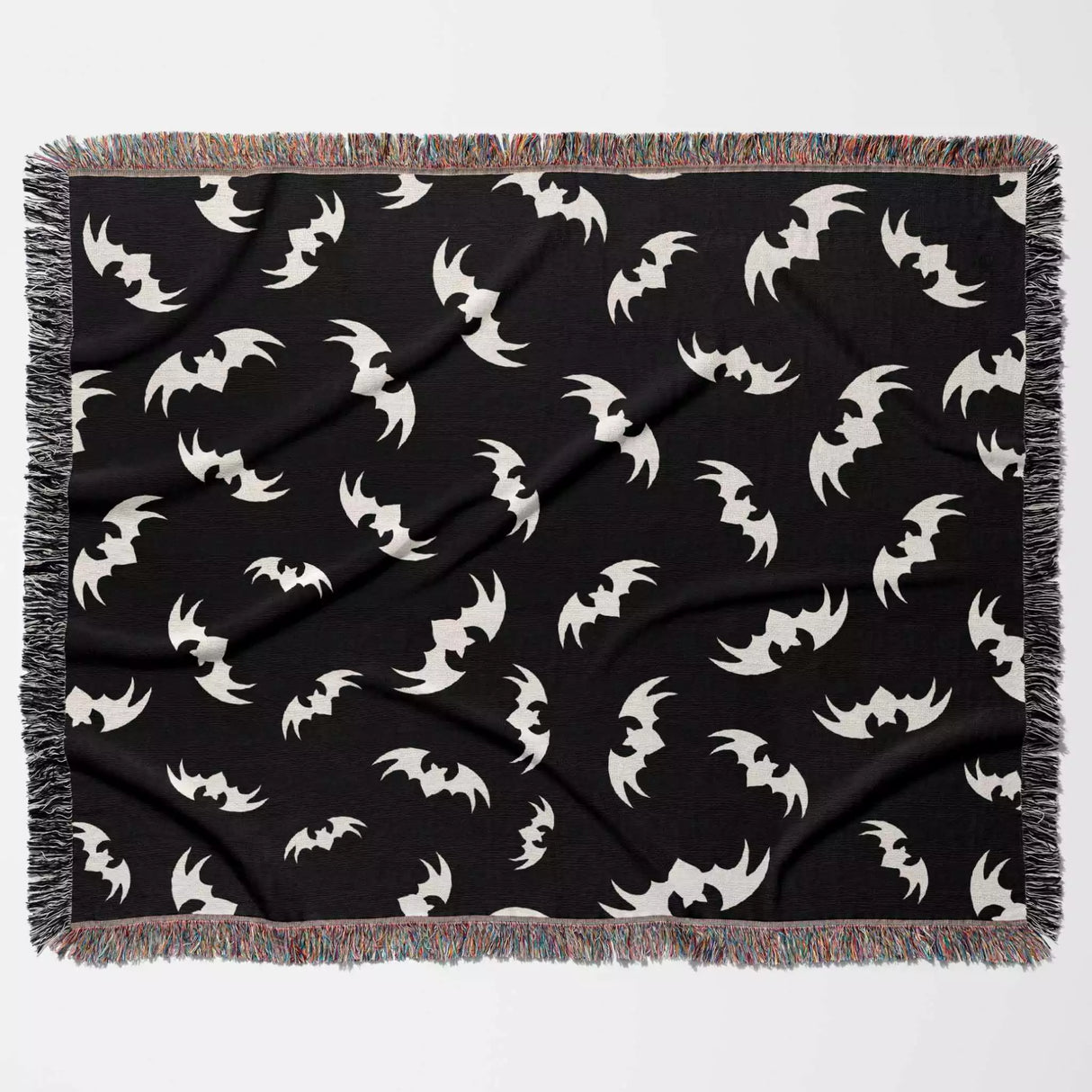 Woven Halloween Blanket with Bats Pattern - DesignerOllie.com