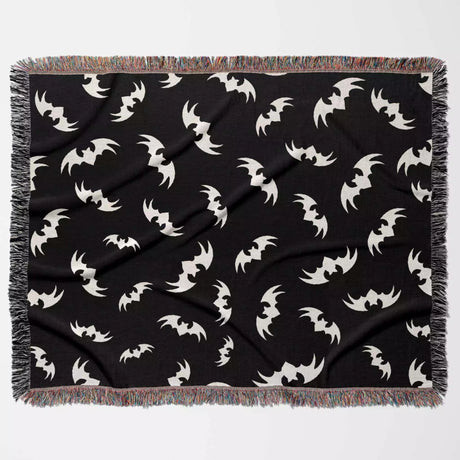 Woven Halloween Blanket with Bats Pattern - DesignerOllie.com