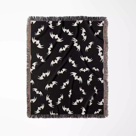 Woven Halloween Blanket with Bats Pattern - DesignerOllie.com