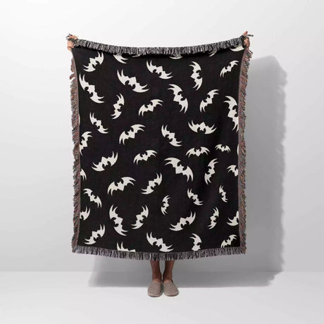 Woven Halloween Blanket with Bats Pattern - DesignerOllie.com
