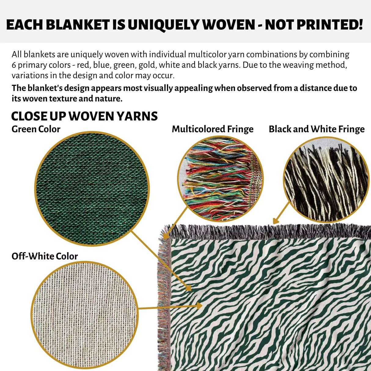 Zebra Animal Print Forest Green Woven Throw Blanket and Tapestry - DesignerOllie.com