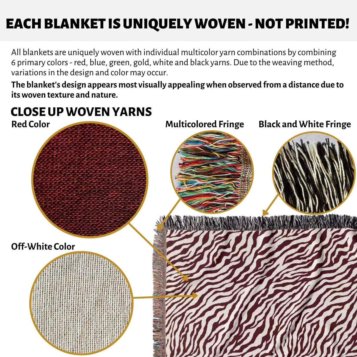 Zebra Animal Print Red Woven Throw Blanket and Tapestry - DesignerOllie.com