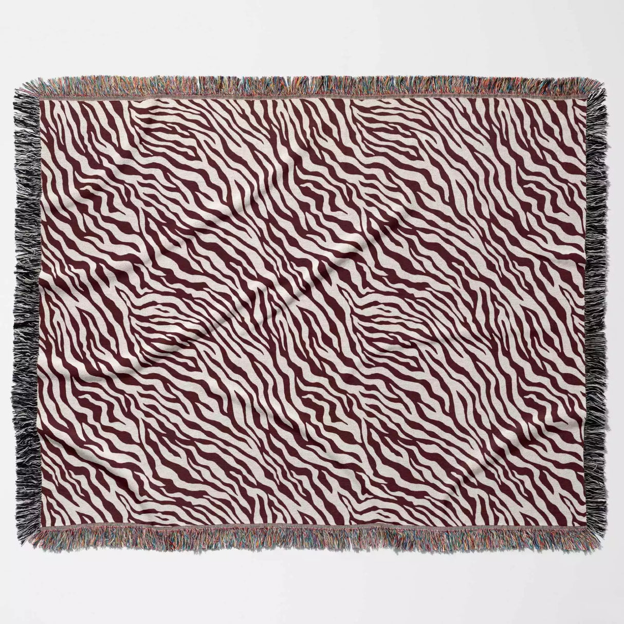Zebra Animal Print Red Woven Throw Blanket and Tapestry - DesignerOllie.com