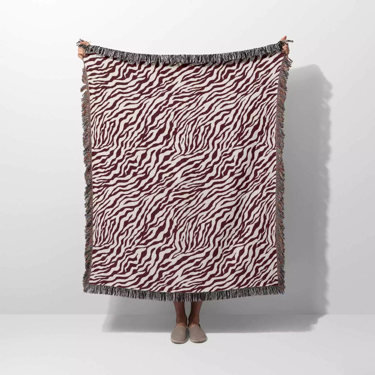 Zebra Animal Print Red Woven Throw Blanket and Tapestry - DesignerOllie.com