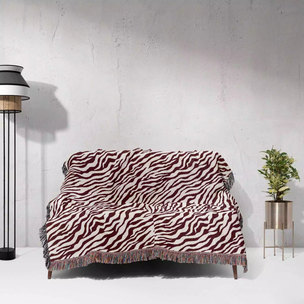 Zebra Animal Print Red Woven Throw Blanket and Tapestry - DesignerOllie.com
