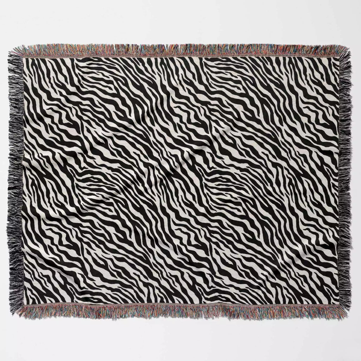 Zebra Print Black and White Woven Throw Blanket and Tapestry - DesignerOllie.com