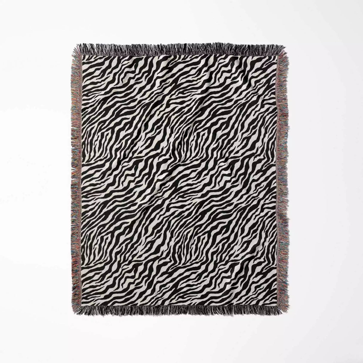 Zebra Print Black and White Woven Throw Blanket and Tapestry - DesignerOllie.com